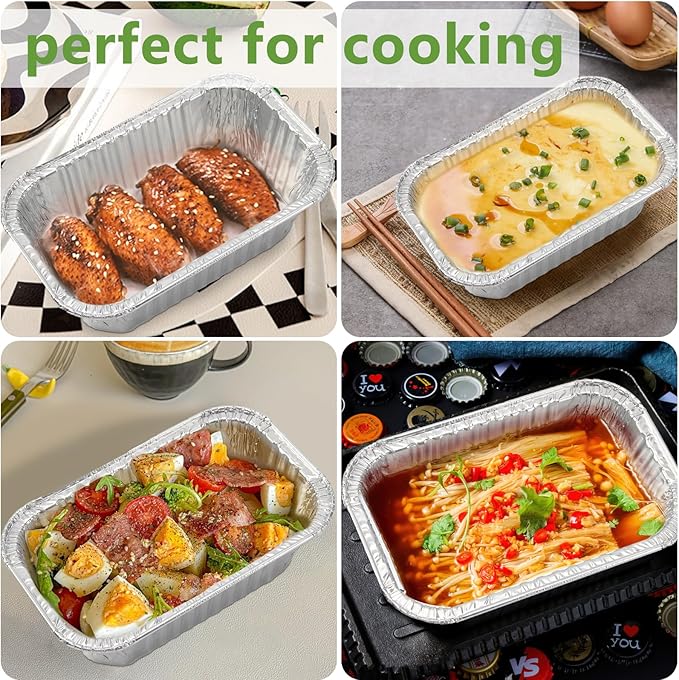 Ruckae 1lb Aluminum Mini Loaf Pans with Lids Silver Disposable Foil Mini Loaf Baking Pans Small Bread Tins for Party,Picnics,Gifts- 6" X 3.5" X 1.8" (60pcs+lids+stickers)