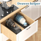 Compact Dish Rack Sink Drying Rack with Silicone Mat, Stainless Steel Dish Drainer for Kitchen Sink Cabinet, Kitchen Sink Rack,Dish Holder, Black