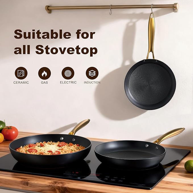 imarku Non Stick Frying Pans, Frying Pan Set of 3 pcs(8+10+12 Inch), Cast Iron Skillets Induction Compatible, Nonstick Frying Pan Set With Stay Cool Handle, Oven Safe, Christmas Gifts for Mon and Dad