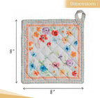 Maison d' Hermine Pot Holders Set 100% Cotton Heat Resistant Potholders 8" x 8" Hot Pads with Loop BBQ, Cooking, Baking, Grilling, Kitchen, Handling Hot Pans Spring/Summer (Pack of 2, Summer Whisper)