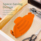 Kitchen Gizmo Snap N Strain Clip On Strainer for Pots and Pans - Adjustable Silicone Colander for Kitchen - Compact Clip-On Food Strainer for Draining Pasta and Vegetables - Orange