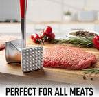 Zulay 10" Meat Tenderizer Hammer – Heavy-Duty Dual-Sided Mallet with Non-Slip Grip – Metal Meat Pounder for Tenderizing Beef, Chicken, Pork & More – Kitchen Tool for Cooking & BBQ - Red