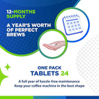 Coffee Machine Descaler Tablets – 24 Count, Coffee Maker Cleaner Tablets Compatible with All Major Brands Including Breville, Nespresso, Keurig, Ninja, Philips,Miele, Delonghi & more