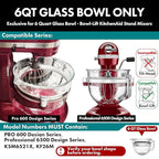 Stainless Steel Paddle Attachment SH6G for KitchenAid 6QT Glass Bowl-Lift Stand Mixers - Polished, Dishwasher Safe, One-Piece Design