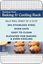 Ultra Cuisine Stainless Steel Baking Rack - 10x14.75 inch Jelly Roll Pan Wire - Oven Grill Sheet Pan - Oven Safe - Dishwasher Safe - Heavy Duty Wire Cooling Rack for Cooking Baking and Roasting
