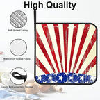 4th of July Grunge American Flag Pot Holders for Kitchen Heat Resistant Pot Holders Set of 2 Oven Hot Pads Pot Holders for Cooking Baking BBQ Gifts for Women