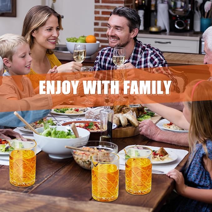 Dandat Cocktail Mixing Glass Crystal Stirring Glass Thick Bottom Seamless Cocktail Pitcher for Home Bartender Bar Whiskey Martini Drink Shaker Accessories(4 Pcs,24 oz)