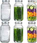 WELLIFE 64oz Mason Jars, 6 Pack Large Mason Jars Wide Mouth for Pickling, Canning, Fermenting and Food Storage, Microwave & Dishwasher Safe