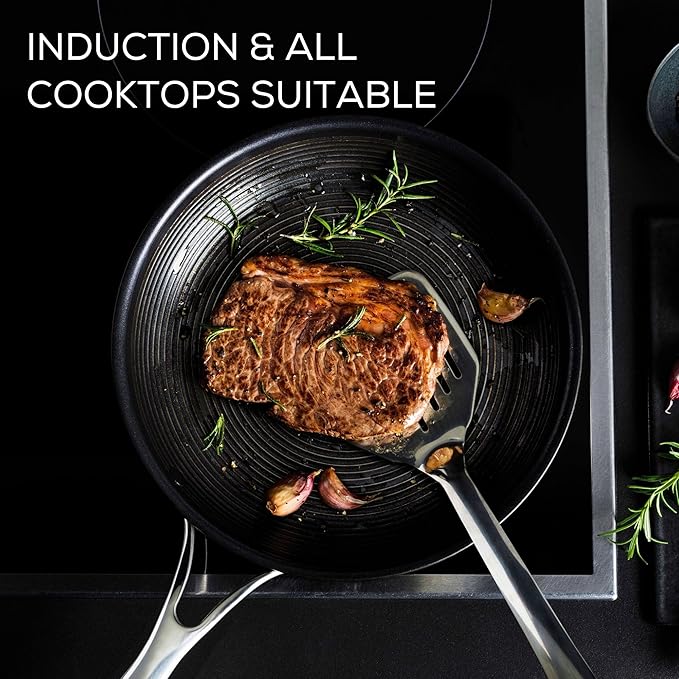 Circulon Clad Stainless Steel Cookware Pots and Pans and Utensil Set with Hybrid SteelShield and Nonstick Technology, 12 Piece - Silver