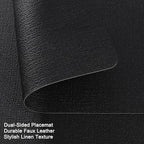 Myir JUN Placemats Dual Sided, Faux Leather Place Mats Set of 4 Indoor Placemats for Dining Table Outdoor Placemats Square Non-Slip Washable Table Mats (Black, Set of 4)