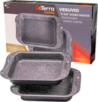 DaTerra Cucina - 13 x 8 x 4.25 Nonstick Ceramic Coated Dual Roasting Pan Set – 2 Identical Pans, Oven Safe, Ideal for Roasting, Baking, Searing, Braising, Casseroles, Fits Most Toaster Ovens