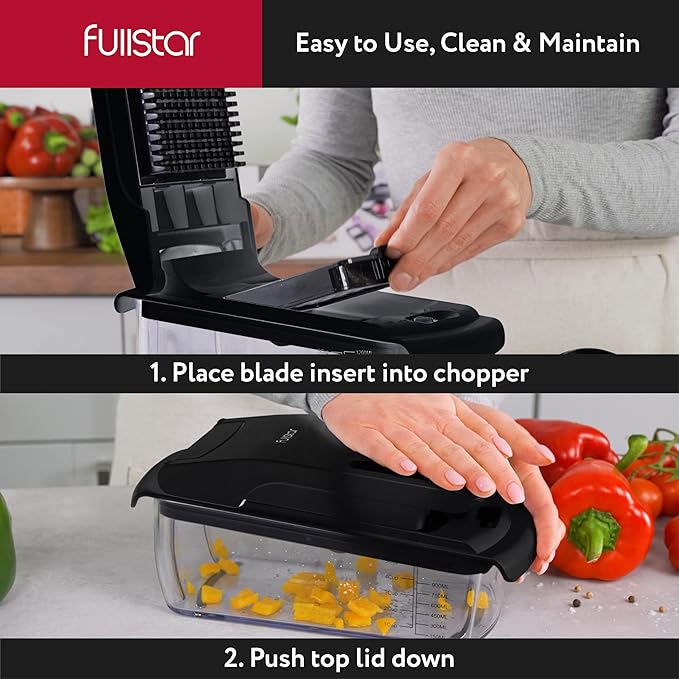 Fullstar The Original Pro Chopper - Vegetable Chopper and Spiralizer, Food Chopper with Container, Fruit Slicer, Kitchen Gadgets & Accessories, Home Essentials (8 in 1, Black)