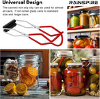 Rainspire Canning Jar Lifter, Canning Tongs Jar Lifter, Canning Tools, Canning Supplies for Home Kitchen, Stainless Steel, Red