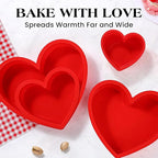 6 Inch Silicone Heart Shaped Cake Pans 2 Pcs Small Heart Cake Pan Set Nonstick Silicone Heart Molds for Baking (Red)