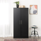 Prepac Elite Tall Garage Storage Cabinet & Pantry Storage Cupboard, 2-Door Freestanding Bathroom or Pantry Cabinet with Adjustable Shelves, 16" D x 32" W x 65" H, Black