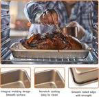 SuperMa 3 Pack Deep Baking Pans Set Nonstick Rectangular Cookie Sheets 9 11 13 Inch Baking Sheets for Baking Bread, Toaster Bakeware Gold
