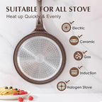 SENSARTE Nonstick Crepe Pan, Swiss Granite Coating Dosa Pan Pancake Flat Skillet Tawa Griddle 12-Inch with Stay-Cool Handle, Induction Compatible (Toffee Brown)