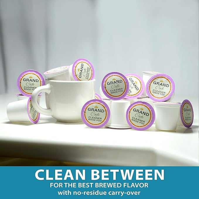 Grand Cafe - 20 Pack K-Cup Cleaner and Rinse for Keurig Single Serve Brewer Machines - 2.0 Compatible