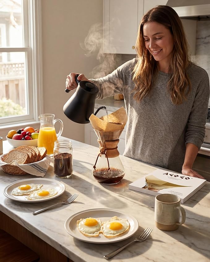 AGOGO Pour Over Coffee Maker Set Glass Coffee Maker with 50pcs Filter Paper -for Home, Office, Camping, Cafes - Easy Clean Coffee Dripper Set (Rag&Brush Included)(10 Cup/34oz)