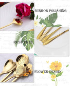 9 Pcs Flower Spoon Coffee Teaspoon Set, ESRISE Stainless Steel Tea Spoon for Tea Party Decorations (Gold)