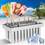 WICHEMI Stainless Steel Popsicle Molds Commercial Ice Pop Molds 20PCS Ice Lolly Popsicle Mould Ice Cream Maker Mold Stick Holder with Lid Single Cup Capacity 85g