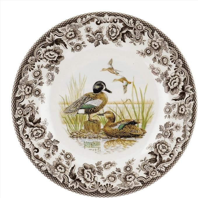 Spode Woodland Salad Plate, Blue Winged Teal, 8” | Perfect for Thanksgiving and Other Special Occasions | Made in England from Fine Earthenware | Microwave and Dishwasher Safe