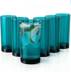 Zulay Kitchen Acrylic Glasses Drinkware - 6 Piece Unbreakable Plastic Tumblers - BPA-Free, Reusable Plastic Drinking Glasses for Home & Outdoors - Lead-Free & Dishwasher Safe - Turquoise - (24oz)