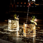 NUDE Whiskey Glasses Set of 2 SOF – 8.75 oz Lead-Free Crystal Old Fashioned Rocks Glasses for Whisky, Scotch & Bourbon – Alba by Joe Doucet, Hand-Engraved Tartan, Heavy Base, Hand Wash Recommended