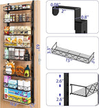 MIAOLI Over the Door Organizer, Black 8-Tier Pantry Door Organizer with Adjustable Basket, Hanging Spice Rack Cabinet Door Shelves, Laundry Room Organization and Storage