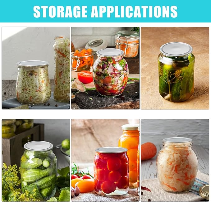 Canning Lids Regular Mouth, 30 Count 70MM Mason Jar Split-Type Metal Canning Lids for Ball, Kerr, Canning Jar lids Bulk, Food Grade Material Reusable Leak Proof Lids with Silicone Seals Rings