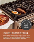 Caraway Cast Iron Skillet - 10.5” Enameled Cast Iron Pan With 3 Layer Enamel Coating - No Seasoning Required - Compatible With All Stovetops - Free From Forever Chemicals - Rust