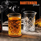 Dandat Cocktail Mixing Glass Crystal Stirring Glass Thick Bottom Seamless Cocktail Pitcher for Home Bartender Bar Whiskey Martini Drink Shaker Accessories(1 Pcs,24 oz)