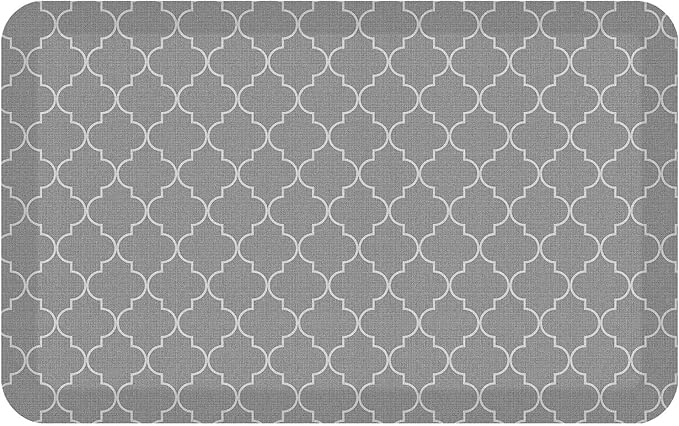NewLife by GelPro Anti-Fatigue Designer Comfort Kitchen Floor Mat, 20x32”, Trellis Grey Resistant Surface with 3/4” Thick Ergo-Foam Core for Health and Wellness
