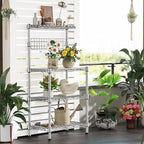 Leteuke Bakers Rack for Kitchen with Storage, NSF Certified 4-Tier Adjustable Coffee Bar with Wheels 10 S-Hooks Microwave Stand Kitchen Storage Shelf Metal Storage Rack 30 x 14 x 59 Inches, Chrome