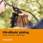 Fiskars Pruning Shears, PowerGear2 Technology Multiplies Power, Rolling Handle for Ease of Use, 3/4-Inch Cut Capacity Bypass Pruner, UltraBlade Coating and SoftGrip, Garden and Yard Tools