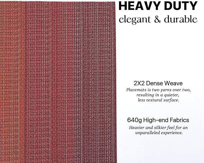 LEXMORE PlaceMats Set of 12 Vinyl/Plastic Woven Place Mats for Kitchen Table Indoor/Outdoor Washable PlaceMat Wipeable Dining Table Mats(Pomegranate Parade)