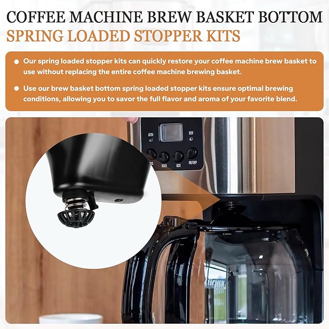 Coffee Machine Brew Basket Bottom Spring Loaded Stopper Kits Compatible with Cuisinart Coffee Makers, Coffee Maker Parts Fit for Cuisinart DCC-1200, DCC-1200BCH, DCC-1200BW Brew Basket, 2 Pack