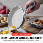 GreenPan x Bobby Flay 13 Piece Nonstick Cookware Pots and Pans Set, PFAS-Free Diamond Ceramic, Induction Suitable, Easy Clean Dishwasher & Oven Safe, Stay-Cool Silicone Handles, Glass Lids, Graphite