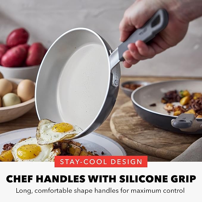 GreenPan x Bobby Flay 13 Piece Nonstick Cookware Pots and Pans Set, PFAS-Free Diamond Ceramic, Induction Suitable, Easy Clean Dishwasher & Oven Safe, Stay-Cool Silicone Handles, Glass Lids, Graphite