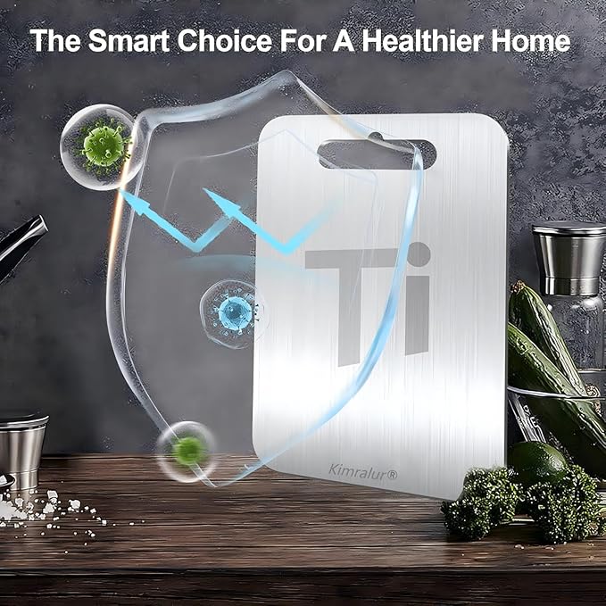 Titanium Cutting Board, Double Sided Titanium Cutting Board for Kitchen, Non Toxic Non Slip, Chopping Board, Dishwasher Safe, Easy to Clean (14''x10'')