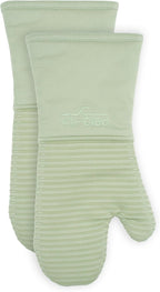 All-Clad Silicone Oven Mitts: Heat Resistant up to 500 Degrees - 100% Cotton & Silicone, 14"x7" Oven Mitt for Kitchen and Barbeque, 2-Pack, Fennel