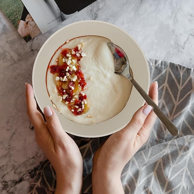 Wheat Straw Bowl Sets,6 PCS Unbreakable Cereal Bowl 36 OZ,Microwave and Dishwasher Safe Bowls,Soup Bowl Sets for Serving Soup,Oatmeal and Salad （Beige）