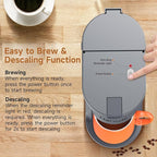Small Single Serve Coffee Maker, 2 in 1 Fast Brew One Cup Coffee Machine, 6 to 12 oz. Brew Sizes, Capsule Coffee Machine with Descaling Reminder, Fits 5.5" Mug, Grey