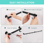 ROTHLEY Hanging Pot Rack Hanger: 23.7 Inch Stainless Steel Pot and Pan Hanger Pot Rack Wall Mounted Hanging Pots and Pans Rack Pot Hangers for Kitchen Wall Kitchen Rail with Hooks（Matt Black）