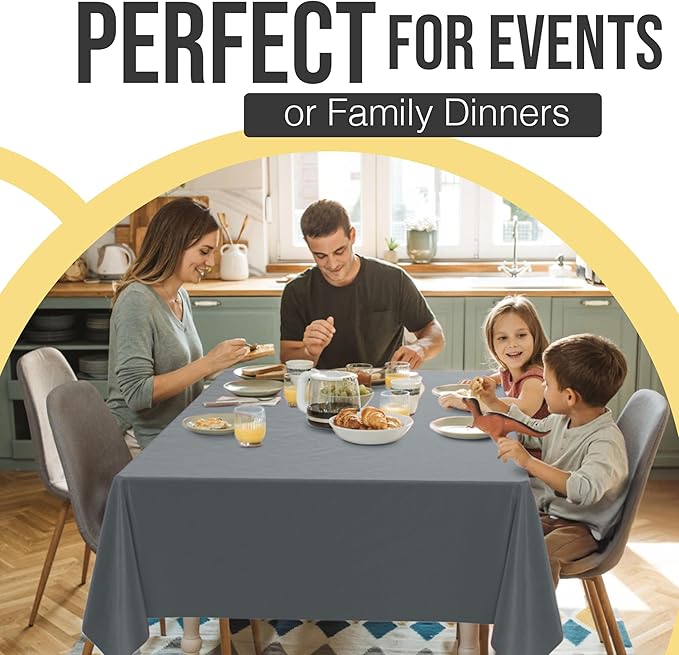 Exquisite 66% Thicker Premium Plastic Table Cloth Rectangle Table Cover 0.5 Mil 6 Pack Silver Table Cloth 54 Inch x 108 Inch Disposable Tablecloth Won't Tear Easily Like Cheap Thin Brands