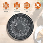 4 Inch Nonstick Mini Bundt Cake Pan Set, Carbon Steel Fluted Baking Molds for Cupcake, Muffin, Brownie, Pudding - Black (4 - Piece)