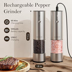 Ultrean Salt and Pepper Grinder Set, Rechargeable Salt and Pepper Shakers, 6 Adjustable Coarseness, LED Light, Kitchen Gadget & Housewarming Gift, Stainless Steel