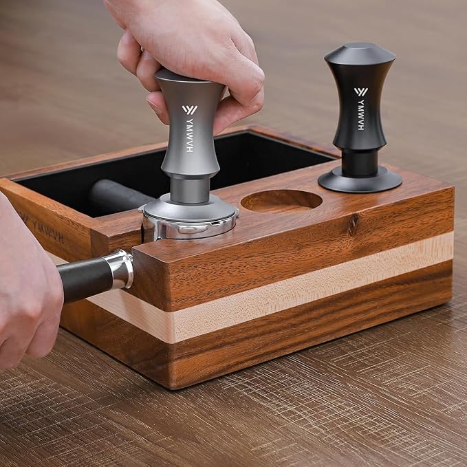 51mm Espresso Tamper, YMWVH Premium Barista Espresso Coffee Tamper Silver with Dual Spring Loaded 100% Stainless Steel Ripple Base, Constant 30lb, Compatible with Delonghi Espresso Coffee Machine