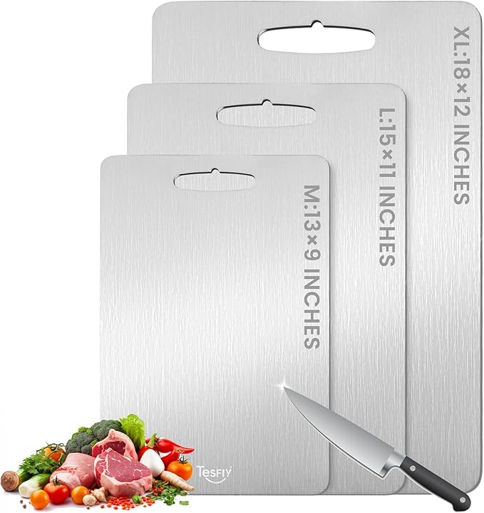 New Titanium Cutting Board-100% Pure Titanium Cutting Boards For Kitche,Easy to clean, Double-sided food-grade Cutting Board For Meats, Fruits And Vegetables（18 * 12）