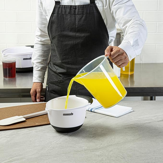 Restaurantware Measuring Cups, 2 Quarts Pack of 10 Conical Spout Liquid Measuring Cups Embossed Ml and Oz Graduations, Clear Plastic Scaling Vessel with Handle, For Cooking, Baking, For Oil, Flour